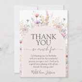 Wildflower Birthday Thank You Card Einladung (Vorderseite)