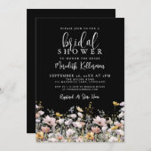Wildflower Black Floral Bridal Shower Einladung (Vorne/Hinten)