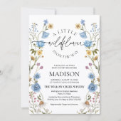Wildflower Blau Baby Shower Einladung (Vorderseite)