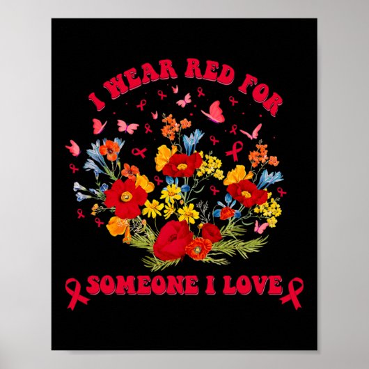 Wildflower Blood Cancer Awareness Apparel Red Ribb Poster (Vorne)