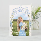 Wildflower Bloom Graduation Party Dankeskarte (Stehend Vorderseite)