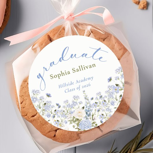 Wildflower Bloom Graduation Party Runder Aufkleber