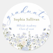 Wildflower Bloom Graduation Party Runder Aufkleber (Vorderseite)