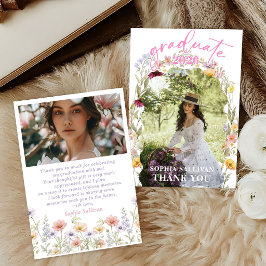 Wildflower Bloom Graduation Party Thank You Card Dankeskarte