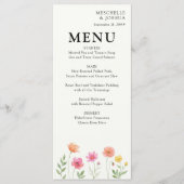 Wildflower Bloom Pink Orange Floral Wedding Menu Menükarte (Vorderseite)