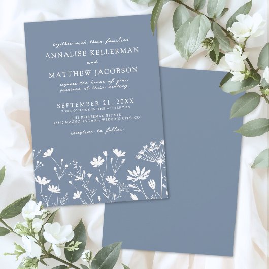 Wildflower Blue Wedding Einladung