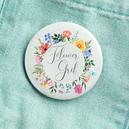 Wildflower Blumenmädchen-Skript-Hochzeit Button