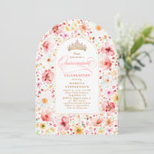 Wildflower Blush Floral Garden Quinceanera Photo Einladung (Stehend Vorderseite)