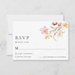 Wildflower Blush Floral Garden Wedding RSVP Cards Karte
