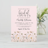 Wildflower Blush Pink Bridal Shower Einladung (Stehend Vorderseite)
