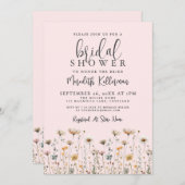 Wildflower Blush Pink Bridal Shower Einladung (Vorne/Hinten)