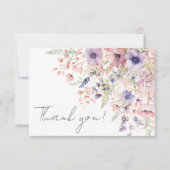 Wildflower Blush Pink Purple Floral Dankeskarte (Vorderseite)