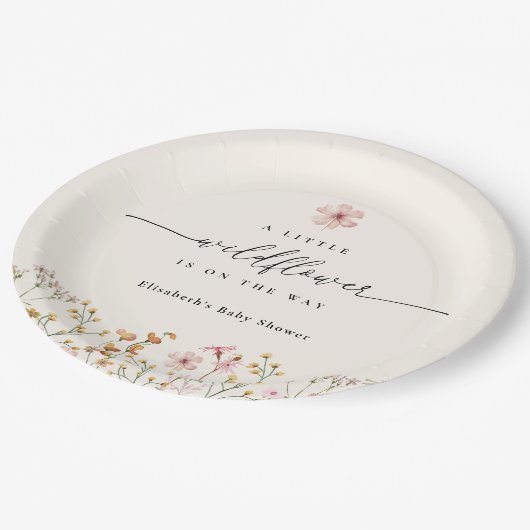 Wildflower Boho Baby Shower Pappteller (Schrägansicht)