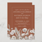 Wildflower Boho Burnt Orange Wedding Einladung (Vorne/Hinten)
