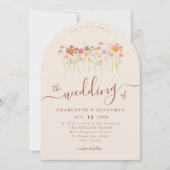 Wildflower Boho Fall Beige Terracotta Rust QR code Einladung (Vorderseite)