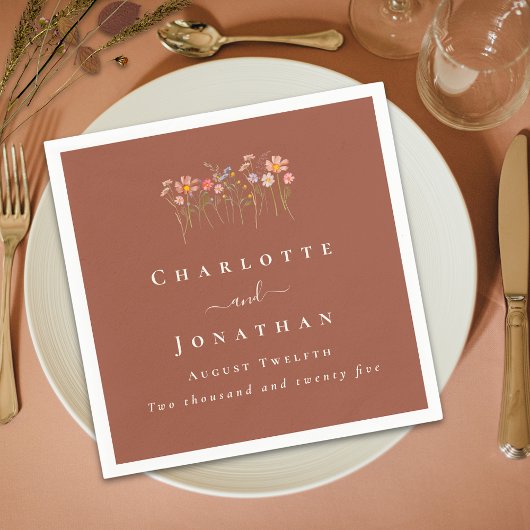 Wildflower Boho Fall Floral Custom Wedding Serviette