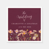 Wildflower Boho Floral Burgundy Blush Pink Wedding Serviette (Vorderseite)