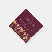 Wildflower Boho Floral Burgundy Blush Pink Wedding Serviette (Ecke)