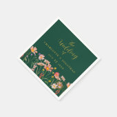 Wildflower Boho Floral Green Gold Wedding Serviette (Ecke)
