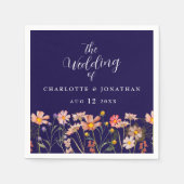 Wildflower Boho Floral Navy Blue White Wedding Serviette (Vorderseite)