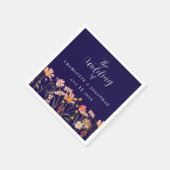 Wildflower Boho Floral Navy Blue White Wedding Serviette (Ecke)