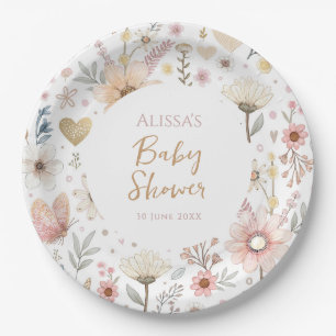 Wildflower Boho Florales Babyshower Pappteller