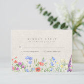 Wildflower Boho Garden Wedding RSVP (Stehend Vorderseite)