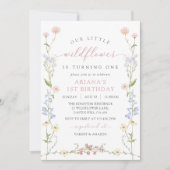 Wildflower Boho Girl 1st Birthday Party Einladung (Vorderseite)