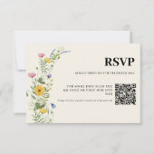 Wildflower Boho Moderne Hochzeit Qr Code RSVP Karte (Vorderseite)