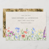 Wildflower Boho Wedding Photo Save The Date (Vorne/Hinten)