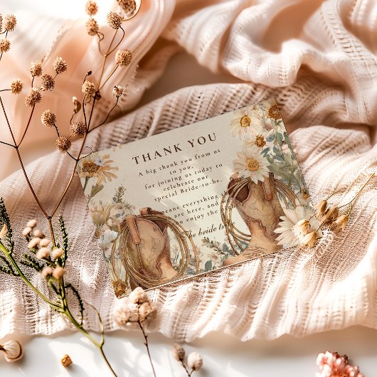 Wildflower Boots Country Bridal Shower Dankeskarte