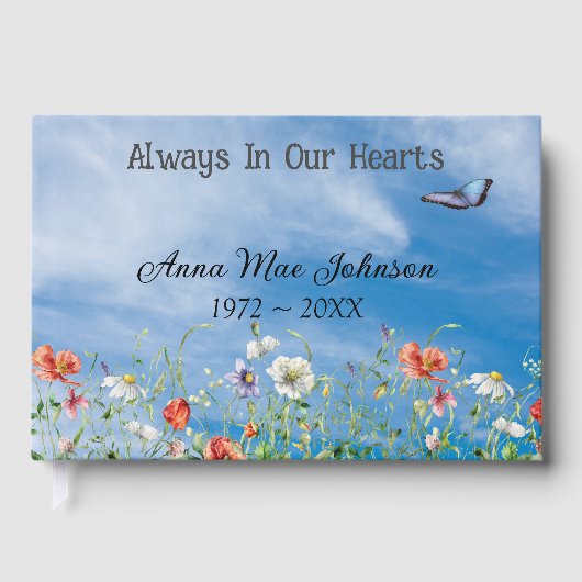 Wildflower Border With Butterfly Memorial Service Gästebuch (Vorderseite)