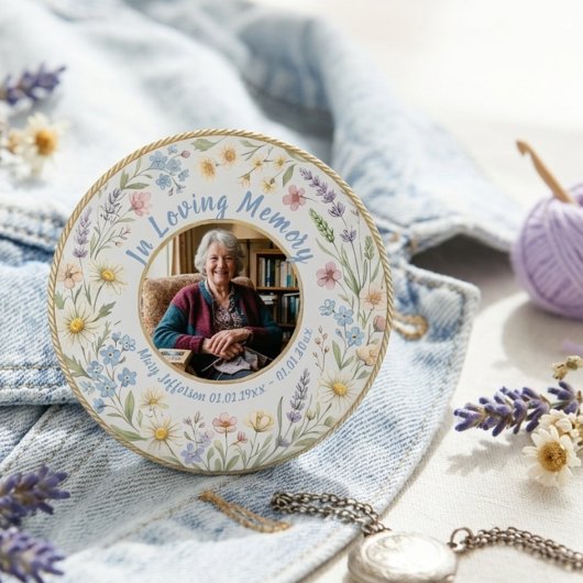 Wildflower Botanical Bereavement Sympathy Button