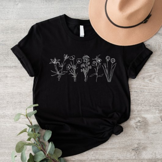 Wildflower Botanical Boho Floral Garden White T-Shirt