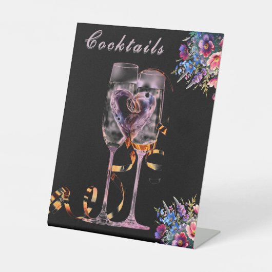 Wildflower Botanical Cocktails Wedding Tabletop Sockelschild (Vorderseite)