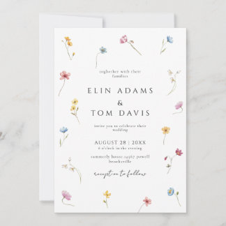 Wildflower Botanical Floral Wedding Invitation Einladung