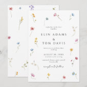 Wildflower Botanical Floral Wedding Invitation Einladung (Vorne/Hinten)