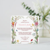Wildflower Botanical Flowers & Butterflies Wedding Einladung (Stehend Vorderseite)