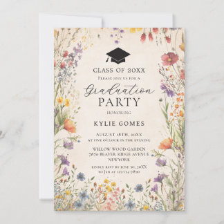 Wildflower Botanical Graduation Party Invitation Einladung