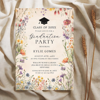 Wildflower Botanical Graduation Party Invitation Einladung