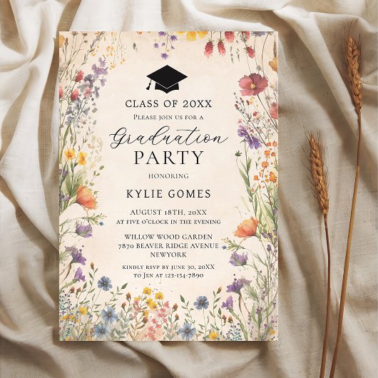 Wildflower Botanical Graduation Party Invitation Einladung