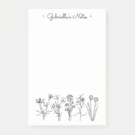 Wildflower Botanical Pretty Floral Garden Name Post-it Klebezettel