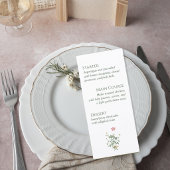 Wildflower Botanical Wedding Menu Card Menükarte