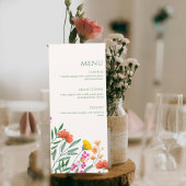 Wildflower Botanical Wedding Menu Card Menükarte