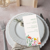 Wildflower Botanical Wedding Menu Card Menükarte