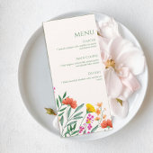 Wildflower Botanical Wedding Menu Card Menükarte