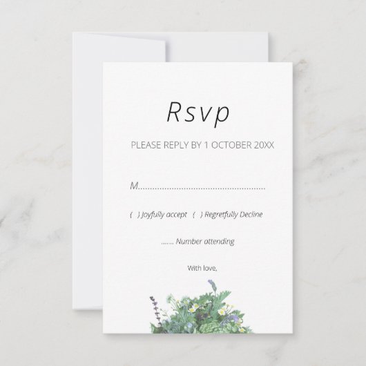 Wildflower Botanical Wedding RSVP Card (Vorderseite)