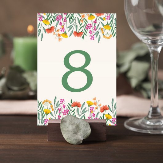 Wildflower Botanical Wedding Table Number Card Tischnummer