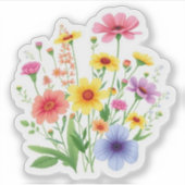 Wildflower Bouquet Botanical Nature Lover Aufkleber (Vorderseite)