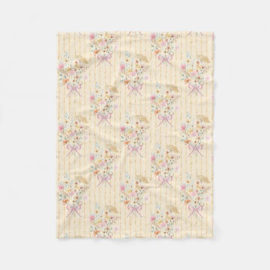 Wildflower Bouquet Floral Ribbon Striped Baby Girl Fleecedecke (Vorderseite)